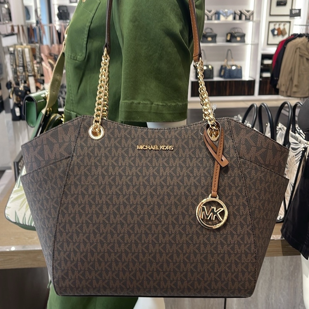 MICHAEL KORS LG CHAIN SHLDR TOTE BROWN 35F8GTVE7B - Picture 14 of 16